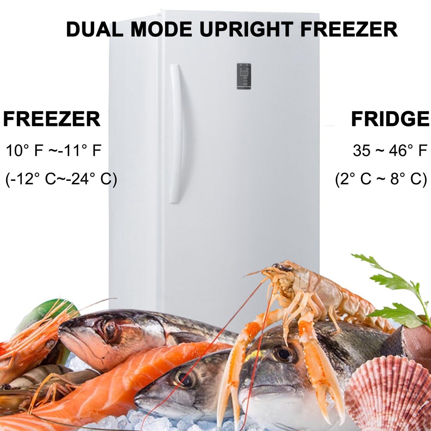 Upright Freezer, Freezer Upright,Stand Up Freezer Convertible Fridge/Freezer, Upright Freezers 13.8 cu ft Frost Free Upright Freezers White Standing Freezer Upright with LED Light