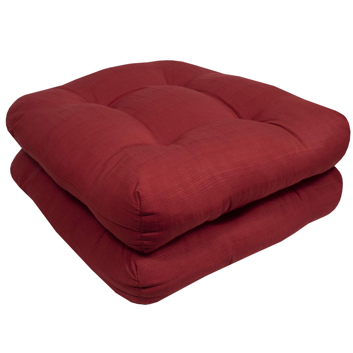 Sweet Home Collection Patio Cushions Outdoor Chair Pads Premium Comfortable Thick Fiber Fill Tufted 19" x 19" Seat Cover, 2 Count (Pack of 1), Red