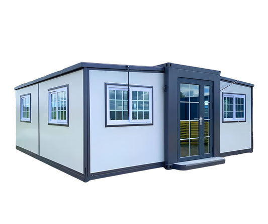 Prime Porch Modular Tiny Home for Sale, Prefab Container House 19x20ft, Portable, Ideal for Small Houses, Backyard Office, Mobile House with Restroom (Gray)