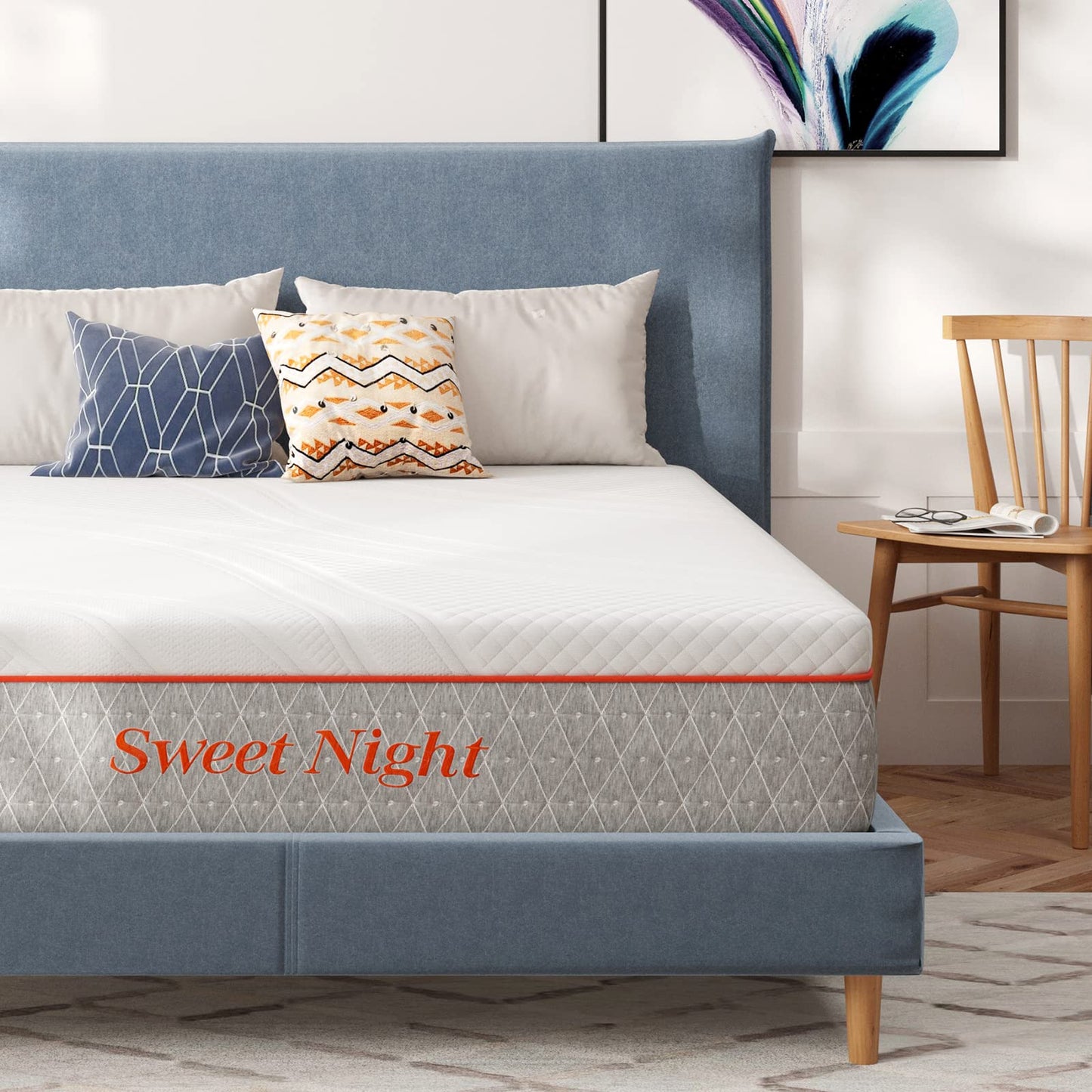 Sweetnight King Mattress, 12 Inch King Memory Foam Mattress, Double Sides Flippable King Bed Mattress in a Box, Gel Infused and Perforated Foam for Cool Sleep and Pressure Relief, Gray+White