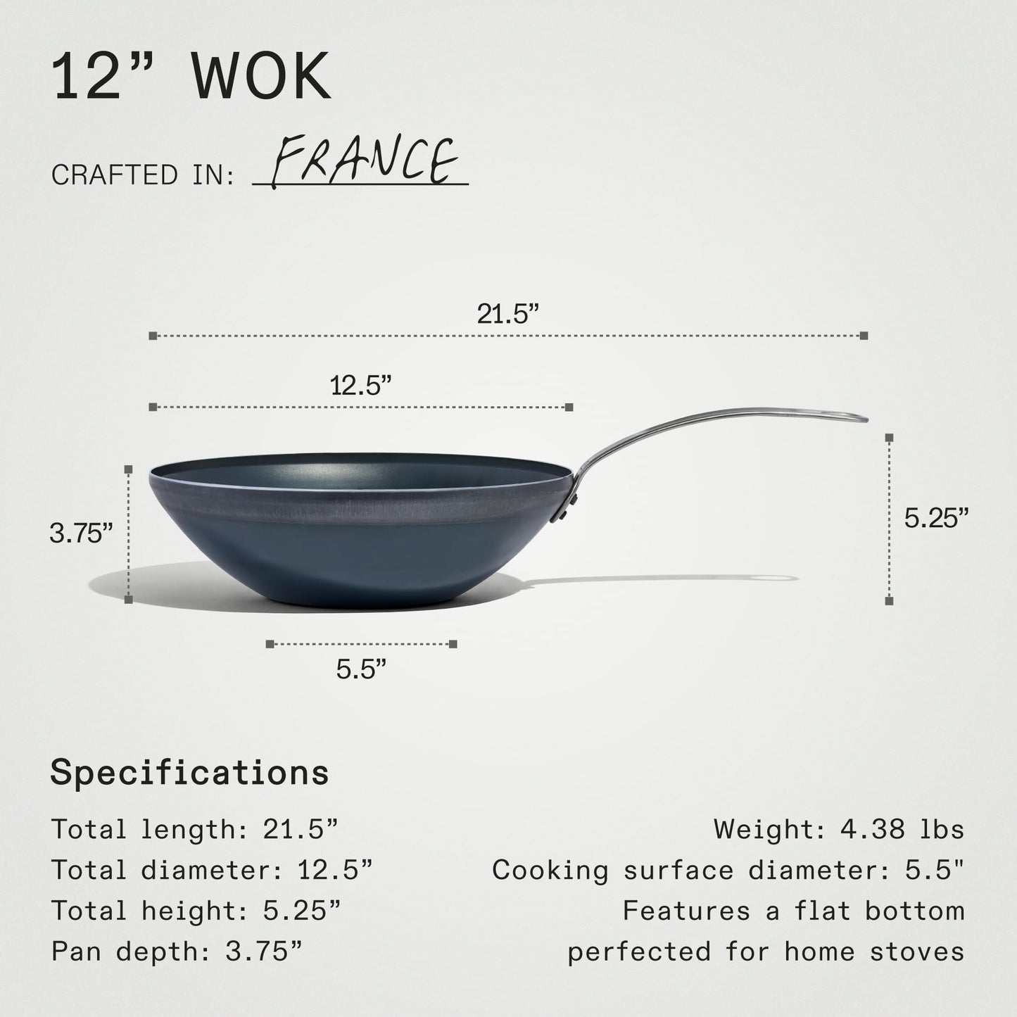 Made In Cookware - 12" Blue Carbon Steel Wok - (Like Cast Iron, but Better) - Professional Cookware - Crafted in France - Induction Compatible