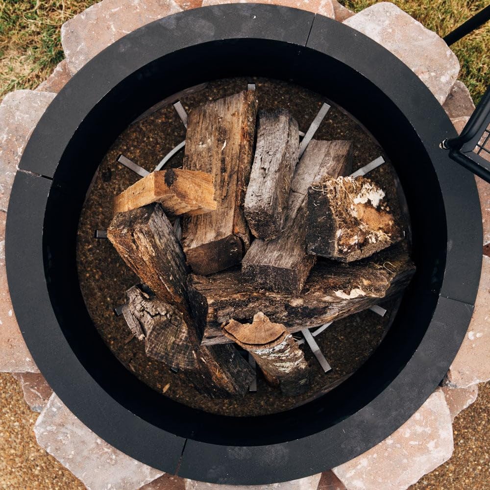 Titan Great Outdoors 33" Diameter Steel Fire Pit Liner Ring Heavy Duty DIY In-Ground Outdoor Build Your Own Bonfire