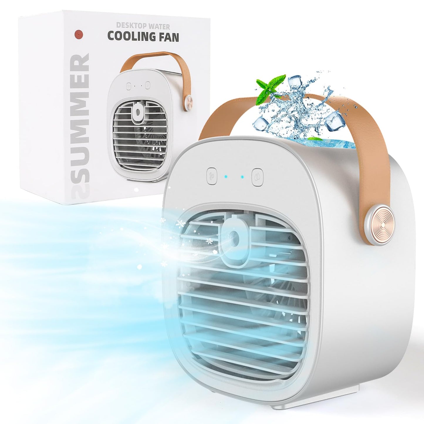 Portable Air Conditioners Fan, Mini Air Conditioner Personal Evaporative AC with 3 Speeds, Small Air Cooler for Travel, Campaing, Room, Bedroom, Outdoor