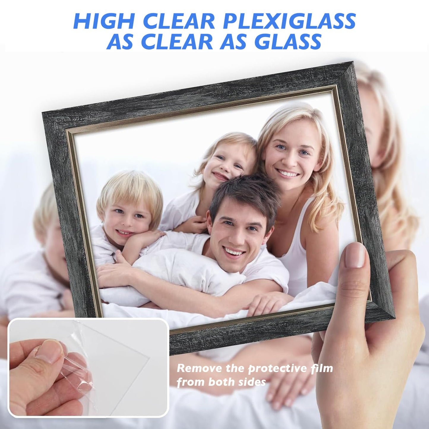 XUANLUO 5x5 Picture Frames Set of 4 Rustic Retro Photo Frame with Tempered Glass Wall Mount and Tabletop Display Family Friends Wedding Gift