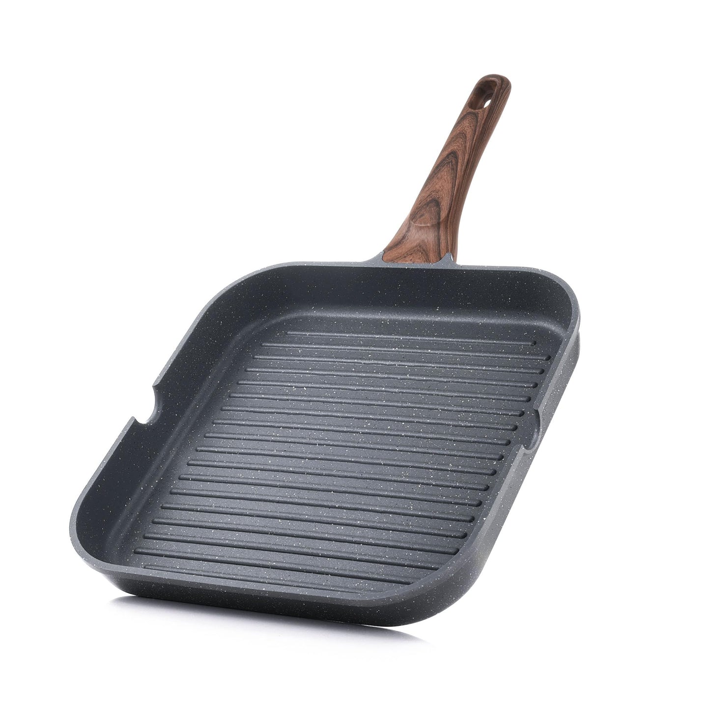 SENSARTE Nonstick Grill Pan for Stove Tops, Versatile Griddle with Pour Spouts, Square Big Cooking Surface, Durable Skillet Indoor & Outdoor Grilling. PFOA Free, 9.5 Inch