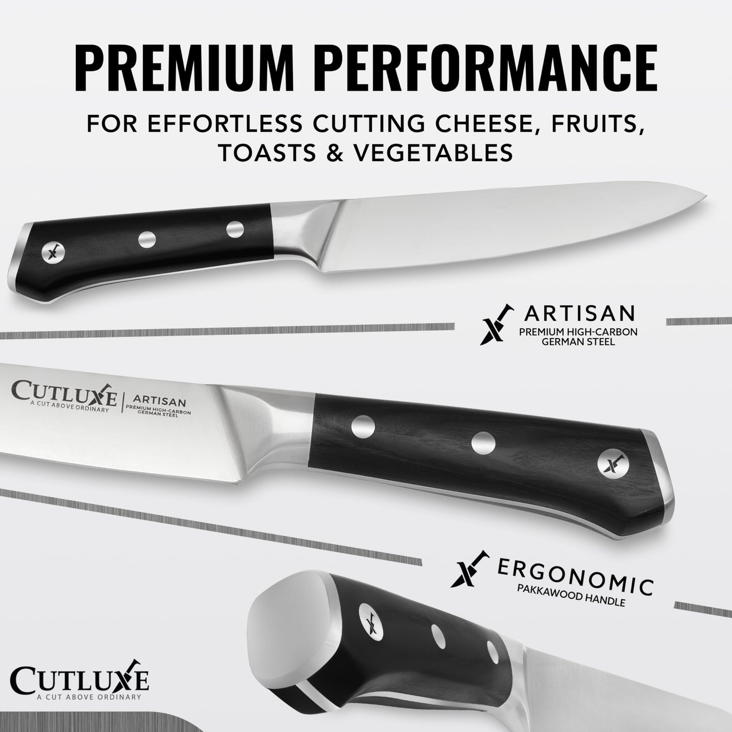 Cutluxe Kitchen Utility Knife, 5.5" Paring Kitchen Knife – Razor Sharp Blade, High Carbon German Steel, Full Tang Ergonomic Handle Design – Artisan Series