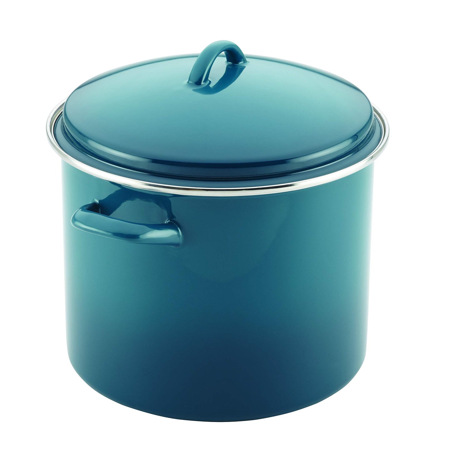 Rachael Ray Enamel on Steel Stock Pot/Stockpot with Lid, 12 Quart, Marine Blue