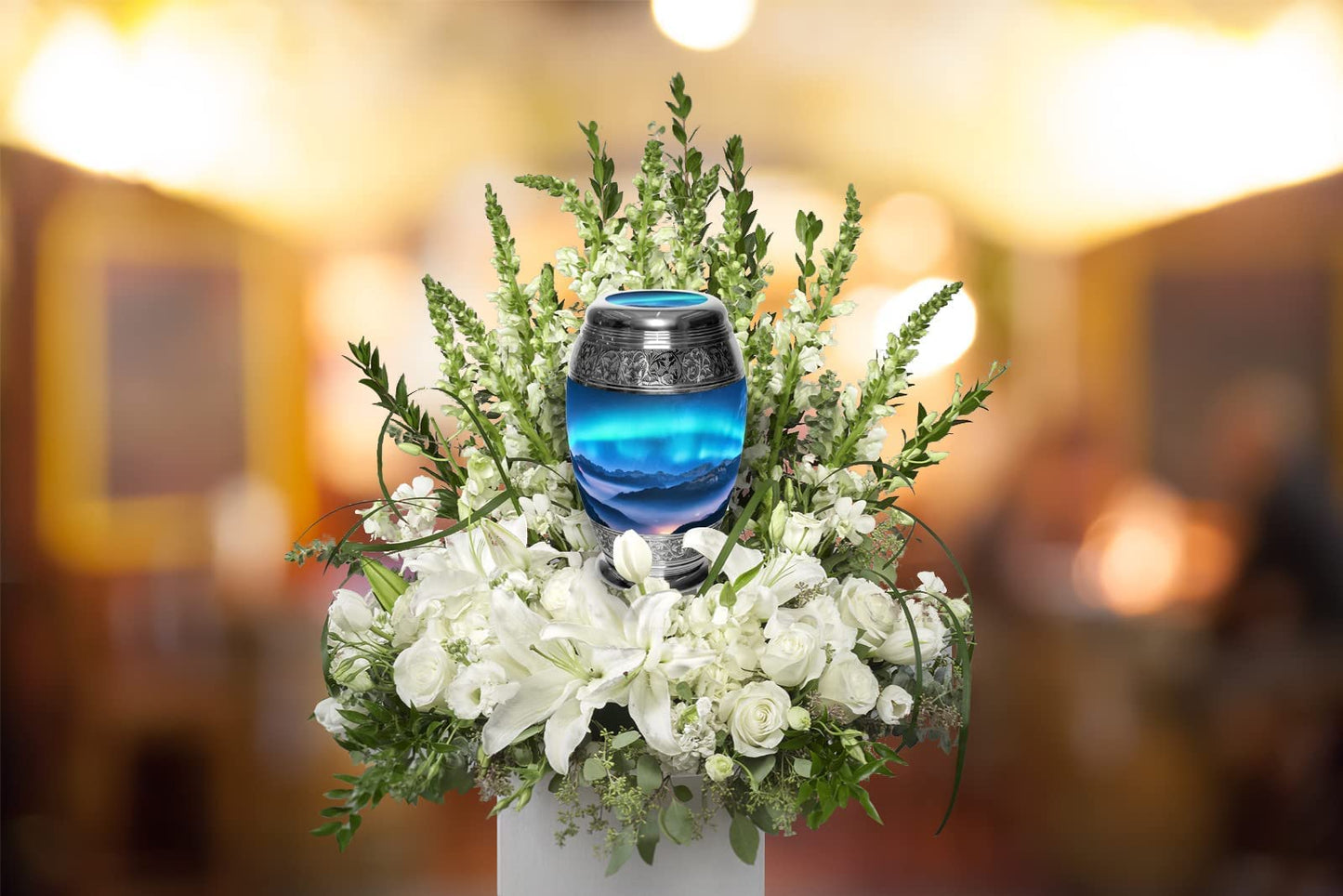 Aurora Borealis Cremation Urns for Human Ashes Adult Female for Funeral, Burial or Home. Cremation Urns for Adult Male Large Urns for Dad and Cremation Urns for Men XL Large & Small Urns for Ashes