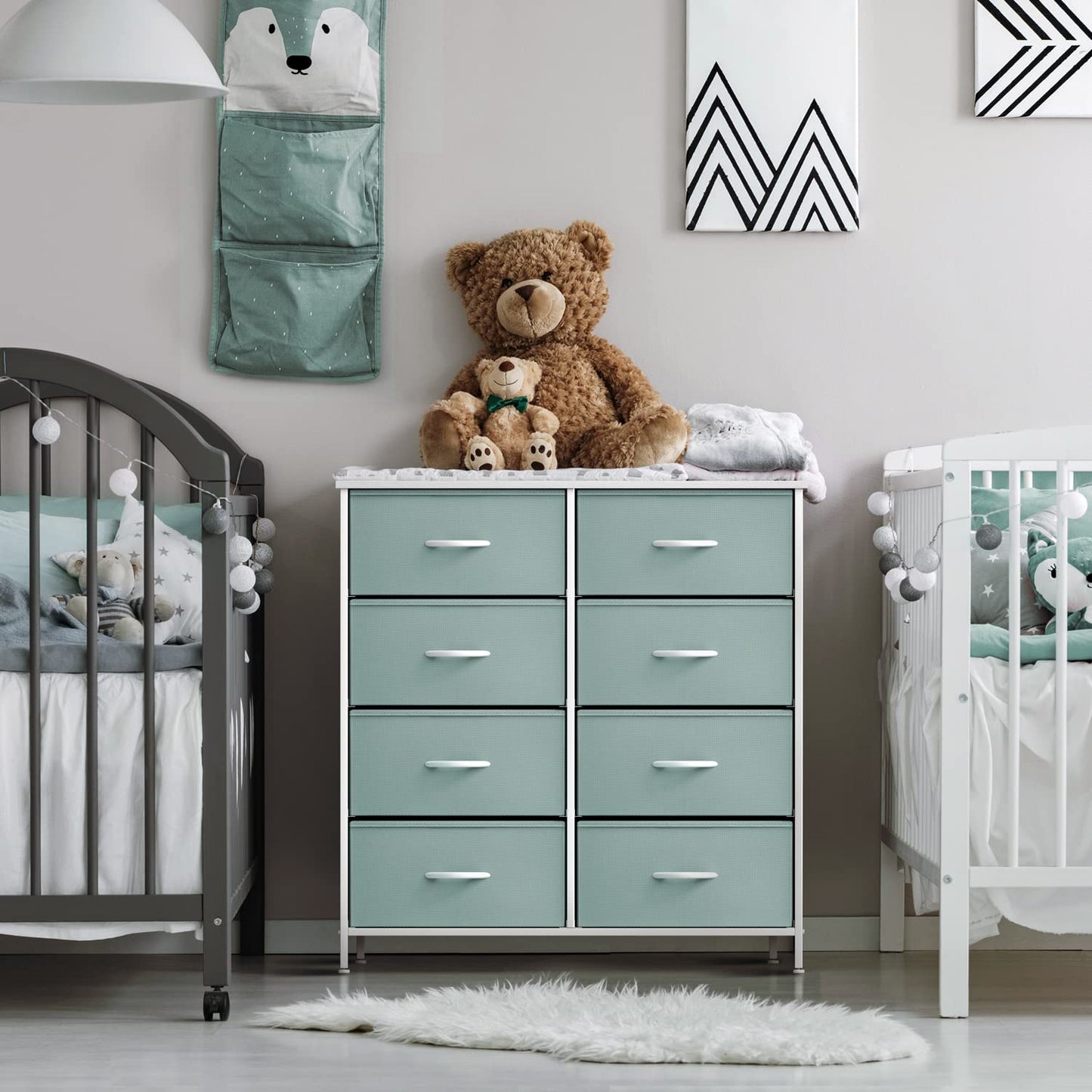 Sorbus Kids Dresser with 8 Drawers and 1 Drawer Nightstand Bundle - Matching Furniture Set - Storage Unit Organizer Chests for Clothing - Bedroom, Kids Rooms, Nursery, & Closet (Aqua)