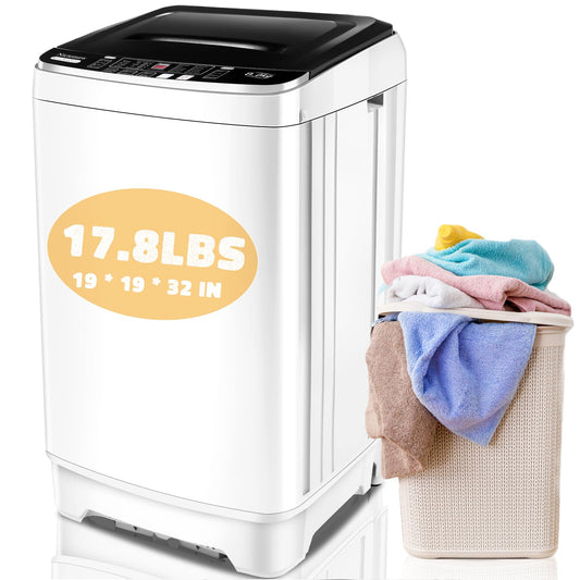 17.8Lbs Portable Washing Machine, 2.3 Cu.ft Portable Washer with Drain Pump, Faucet Adaptor, 10 Wash Programs/8 Water Levels Compact Laundry Washer and Dryer Combo for Apartment RV Dorm