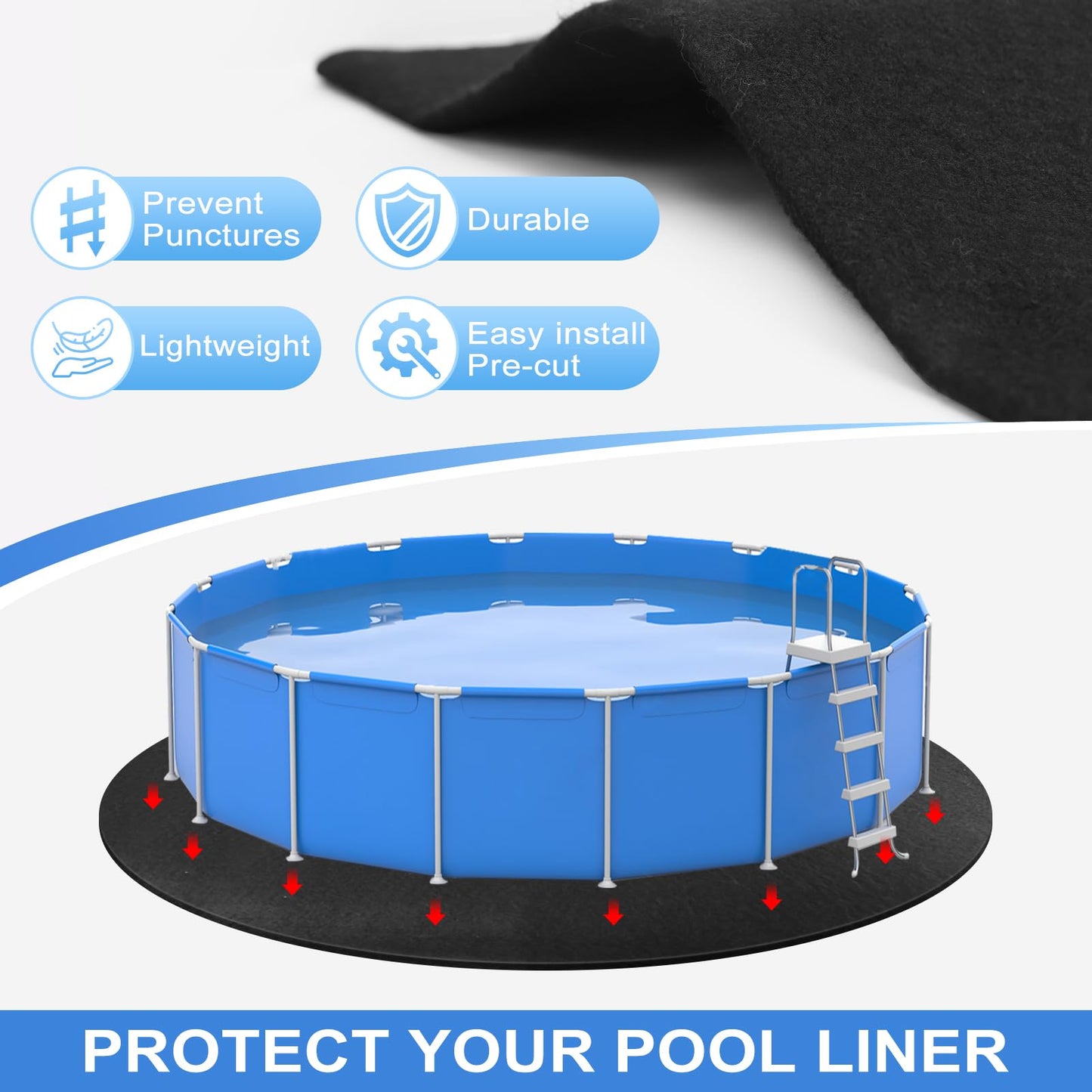 ACTREY 15 Ft Round Pool Liner Pad for Above Swimming Pools,Extends Life to The Liner|Easy to Install|Durable Eco-Friendly Material|Prevent Punctures for Hot Tub Above Ground Swimming Pool