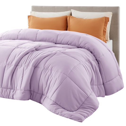 Bedsure Comforter Duvet Insert - Quilted Comforters Full Size, All Season Duvet, Down Alternative Bedding Comforter with Tabs(Light Purple,Full 86"x82")