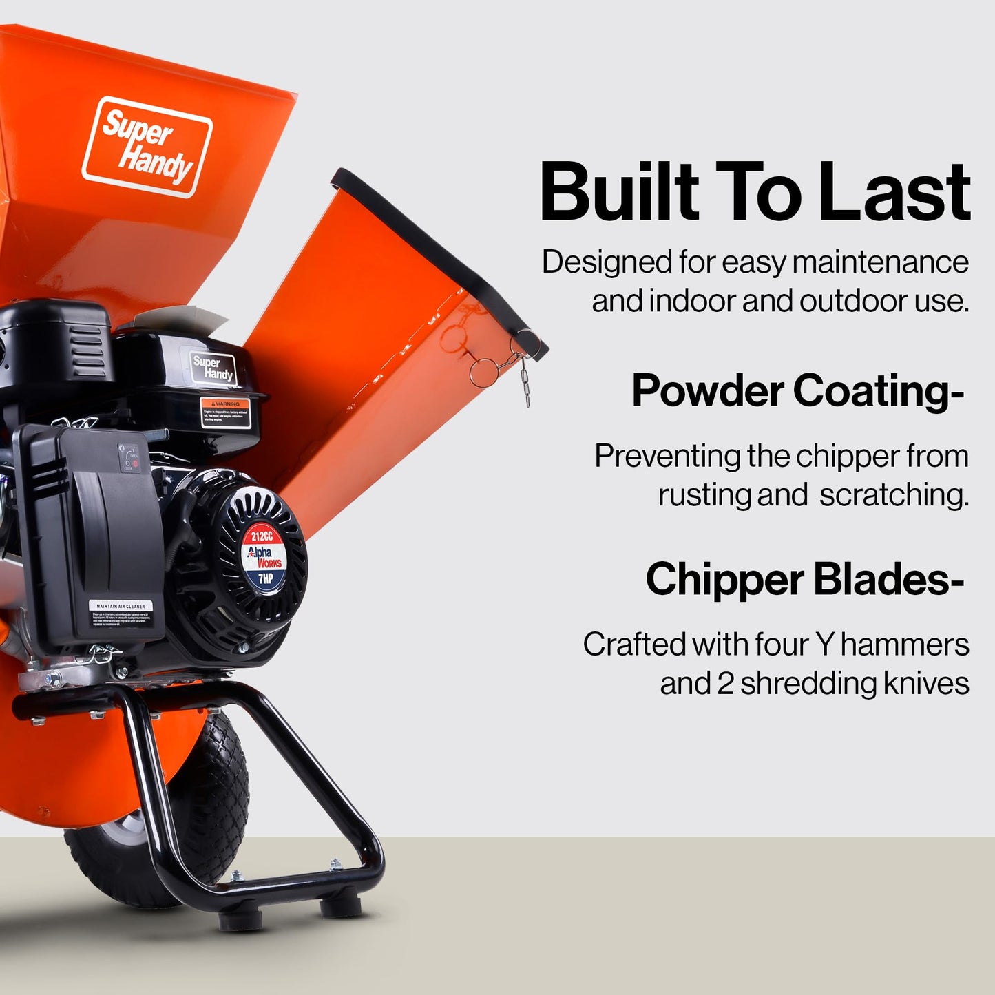 SuperHandy Wood Chipper Shredder Mulcher Ultra Heavy Duty 7HP 3 in 1 Multi-Function 3" Inch Max Capacity