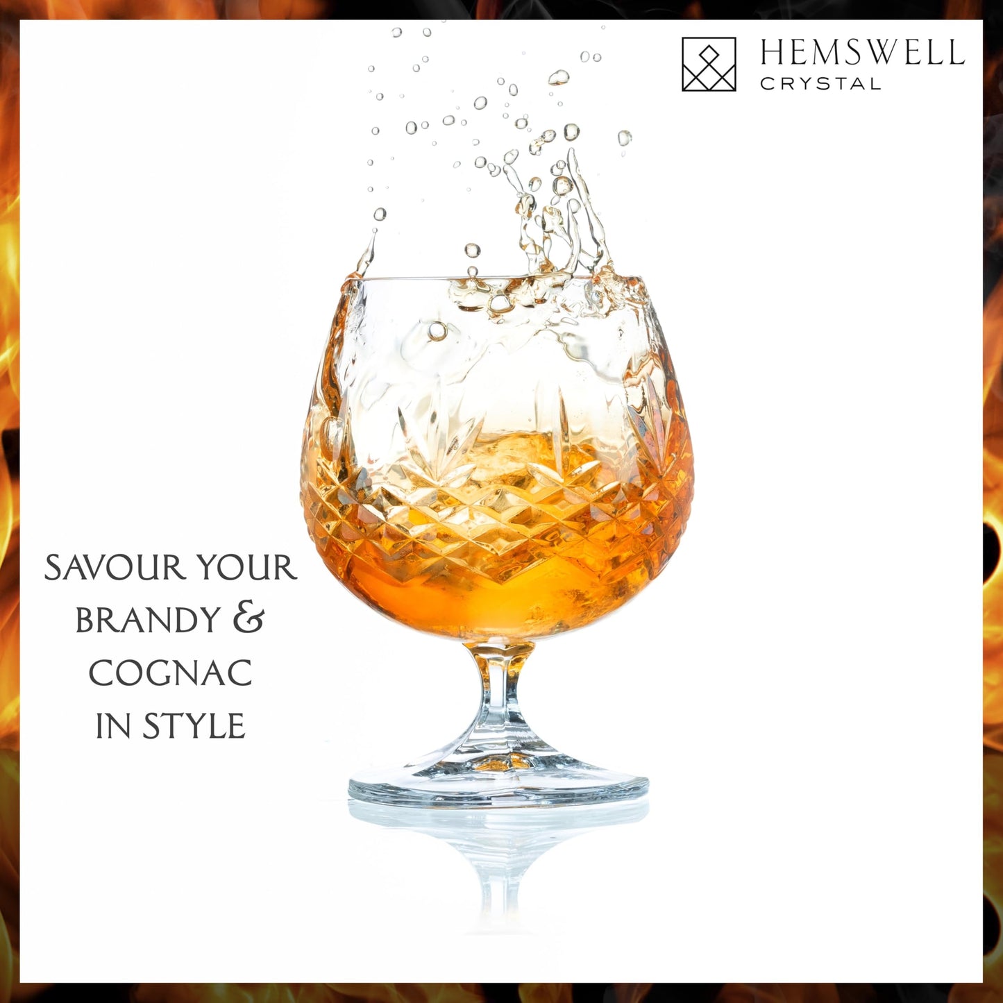 Hemswell Crystal Single Brandy Snifter Cognac Glass - Small Snifter Glasses for Scotch, Brandy or Whisky - Elegant and Exquisite Cognac Balloon Glass - European Crystal 8.5oz - Wicklow Design