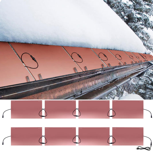 H&G lifestyles Roof Heat Metal Panel for Ice Dams Heating Snow and Ice Melting Mats for Roof and Gutters Heated Roof De-Icing Kit Self-Regulating Snow Melting Heated Roof System(14“W x 16'L)