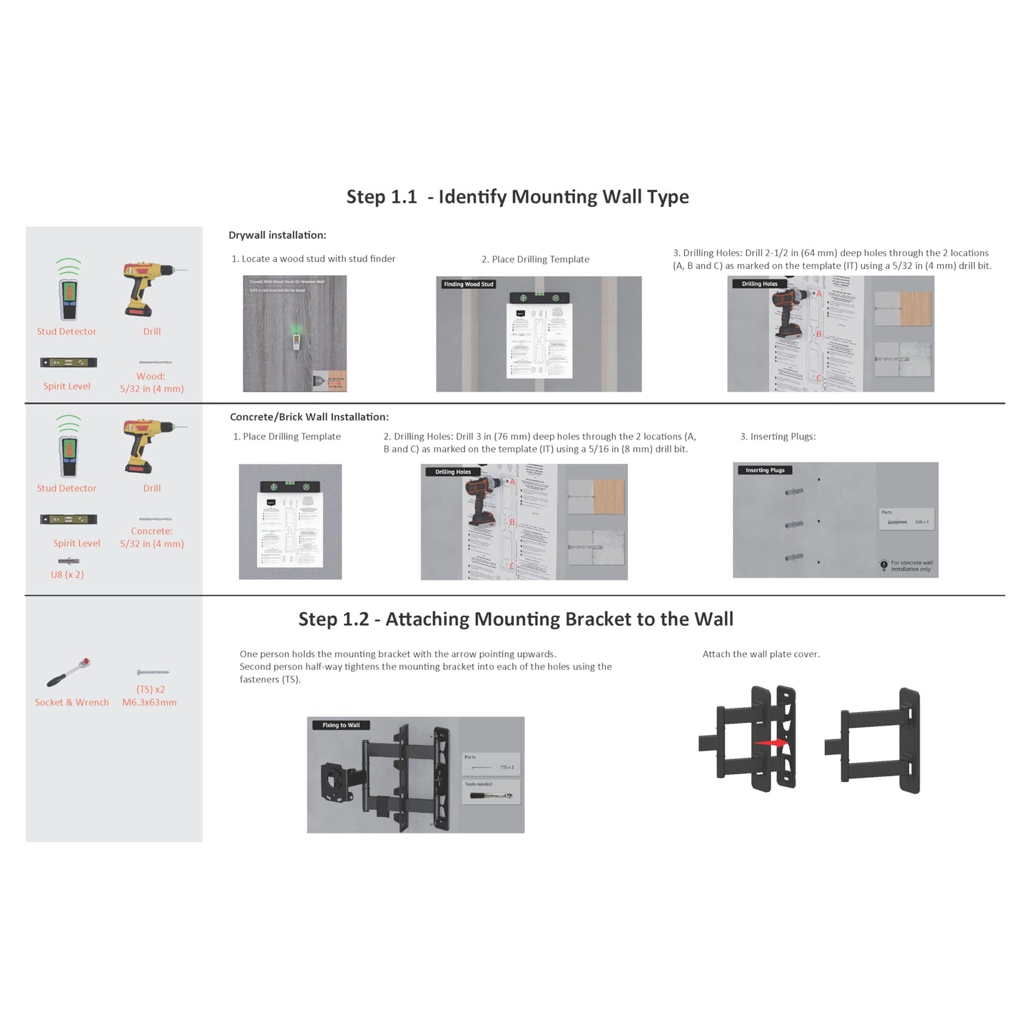 Amazon Basics Full Motion Articulating TV Monitor Wall Mount for 26" to 55" TVs and Flat Panels up to 80 Lbs, Black