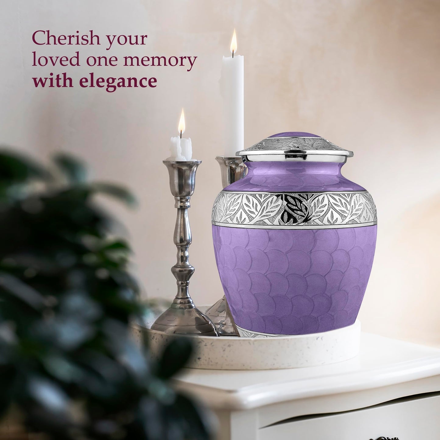 Trupoint Memorials Cremation Urns for Human Ashes - Decorative Urns, Urns for Human Ashes Female & Male, Urns for Ashes Adult Female, Funeral Urns - Light Purple, Large