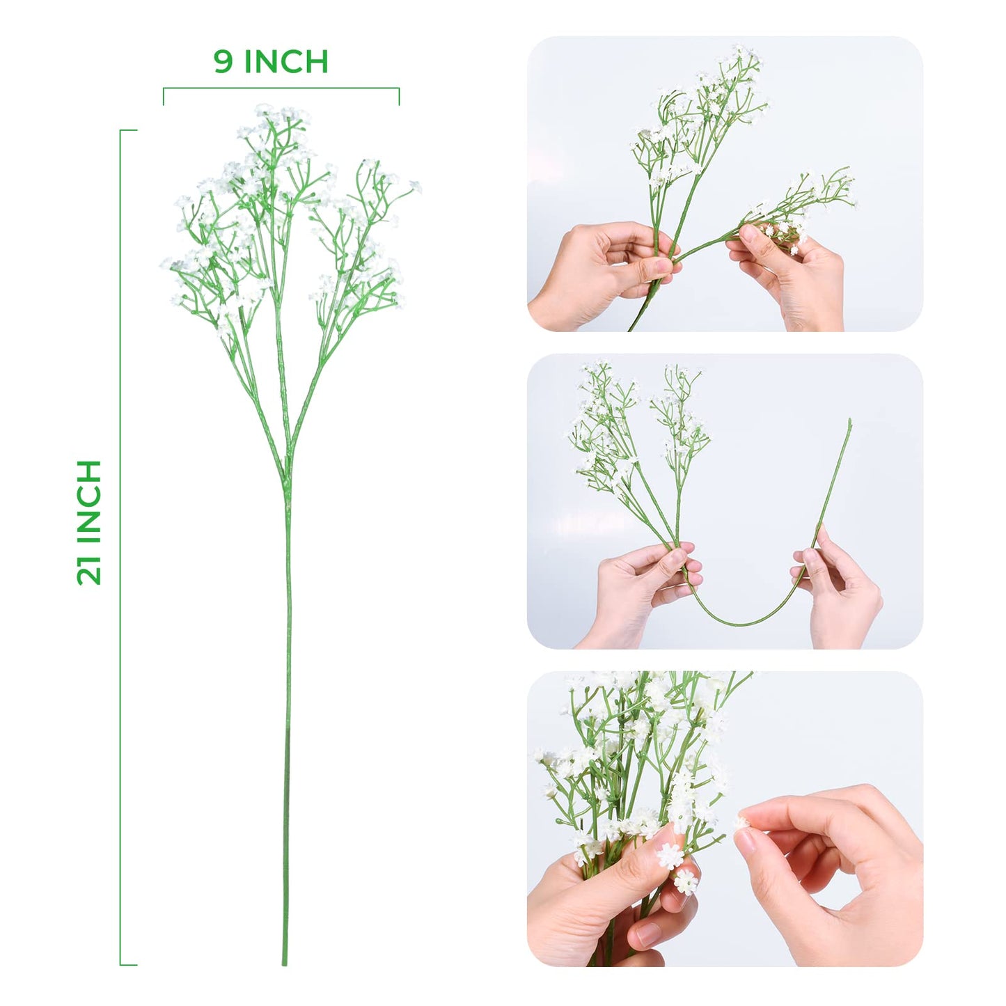 LYLYFAN Babys Breath Artificial Flowers,6 Pcs Gypsophila Real Touch Flowers for Wedding Party Home Garden Decoration