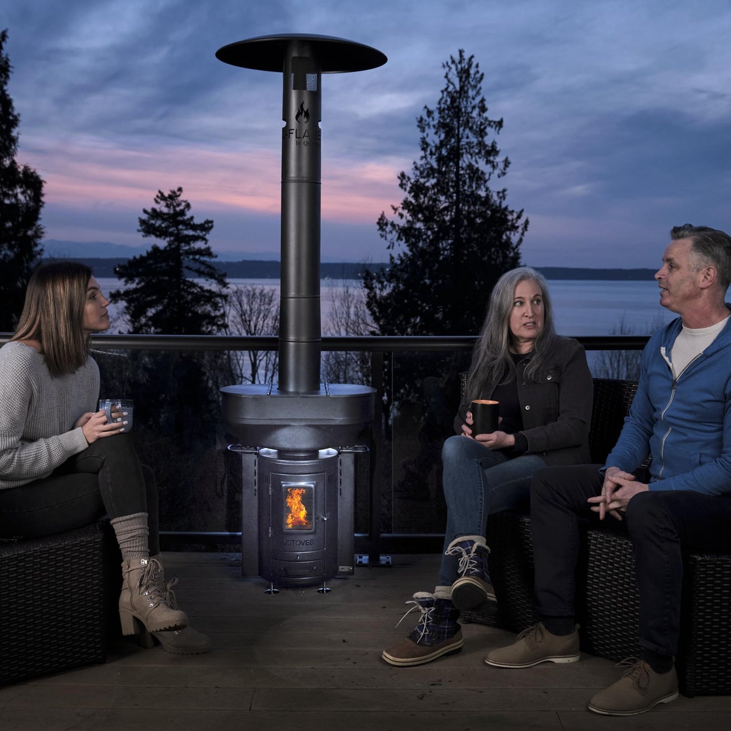 Q-Flame 106,000 BTU Patio Heater for Outdoor Use, Outdoor Wood Fired Patio Heater for Home and Commercial