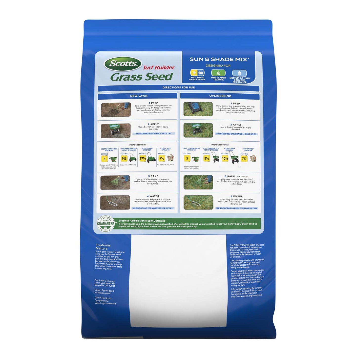 Scotts Turf Builder Grass Seed Sun & Shade Mix, Grows in Extreme Conditions & Spreads for a Durable Lawn, 7 lbs.