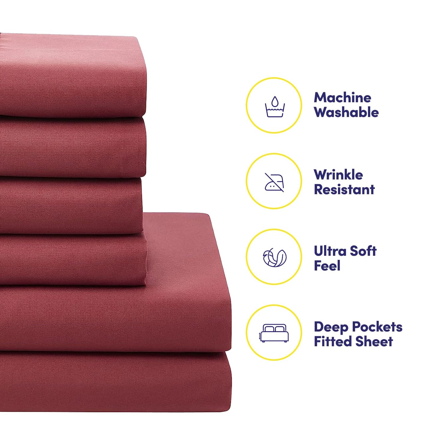 Sweet Home Collection 7 Piece Comforter Set Bag Solid Color All Season Soft Down Alternative Blanket & Luxurious Microfiber Bed Sheets, Burgundy, Twin XL