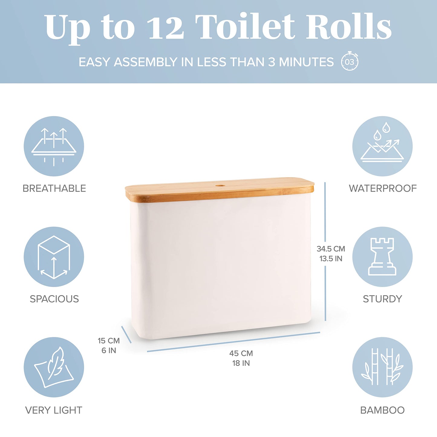 Lonbet - Toilet Paper Basket - Toilet Paper Storage - The Ultimate Bathroom Organizer - Bamboo Storage Basket, Toilet Paper Organizer Basket, Bathroom Accessories Holder - Toilet Paper Bin