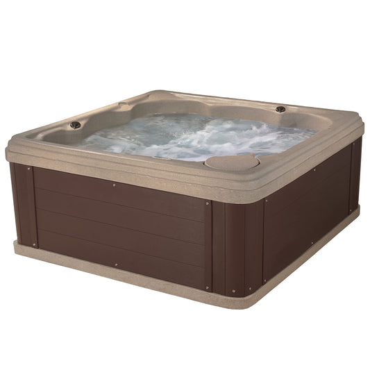 Inland 6 Person Outdoor Hot Tub, Plug & Play Spa, 24 Jets, LED Lighting System, Insulated Spa Cover, Made in USA, Aqualife by Strong Spas