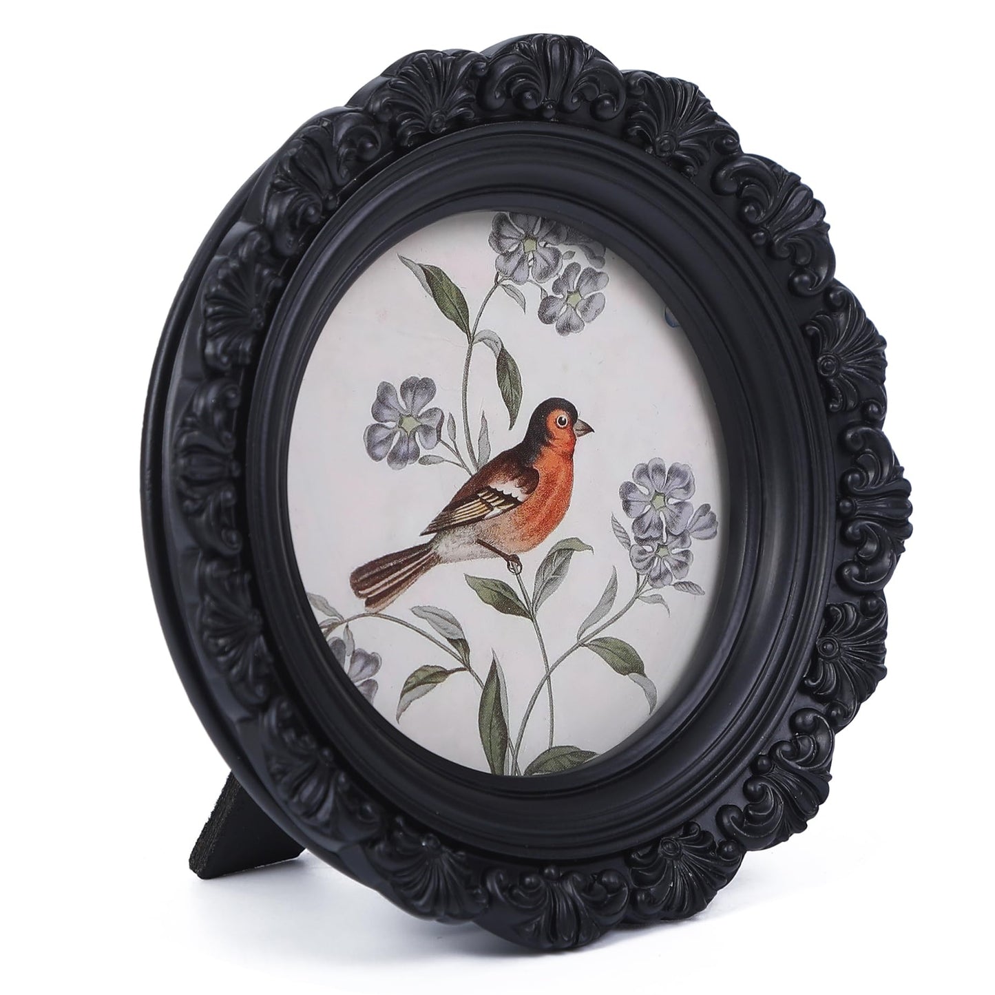 LIHOLO Antique Picture Frames 3x3 Vintage Frames Mini Pictures Frames Black Round Frames Bird Picture Frames