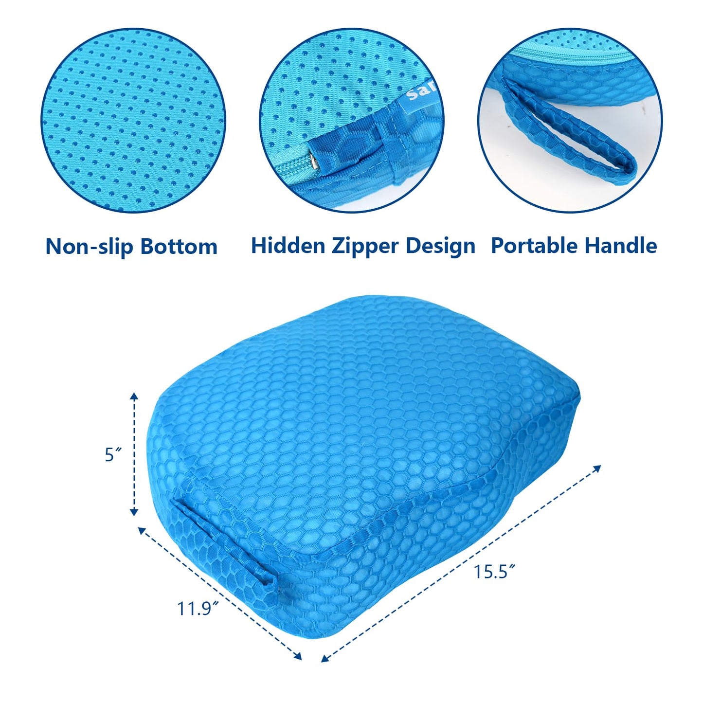 Hot Tub Booster Seat, Weighted SPA Booster Seat Cushion for Adults, 3D Air Mesh Hot Tub Seat Accssories with Non-Slip Micro Dot Bottom,Indoor or Outdoor Quick Dry Hot Tub Pillow (1 Pack-Blue)