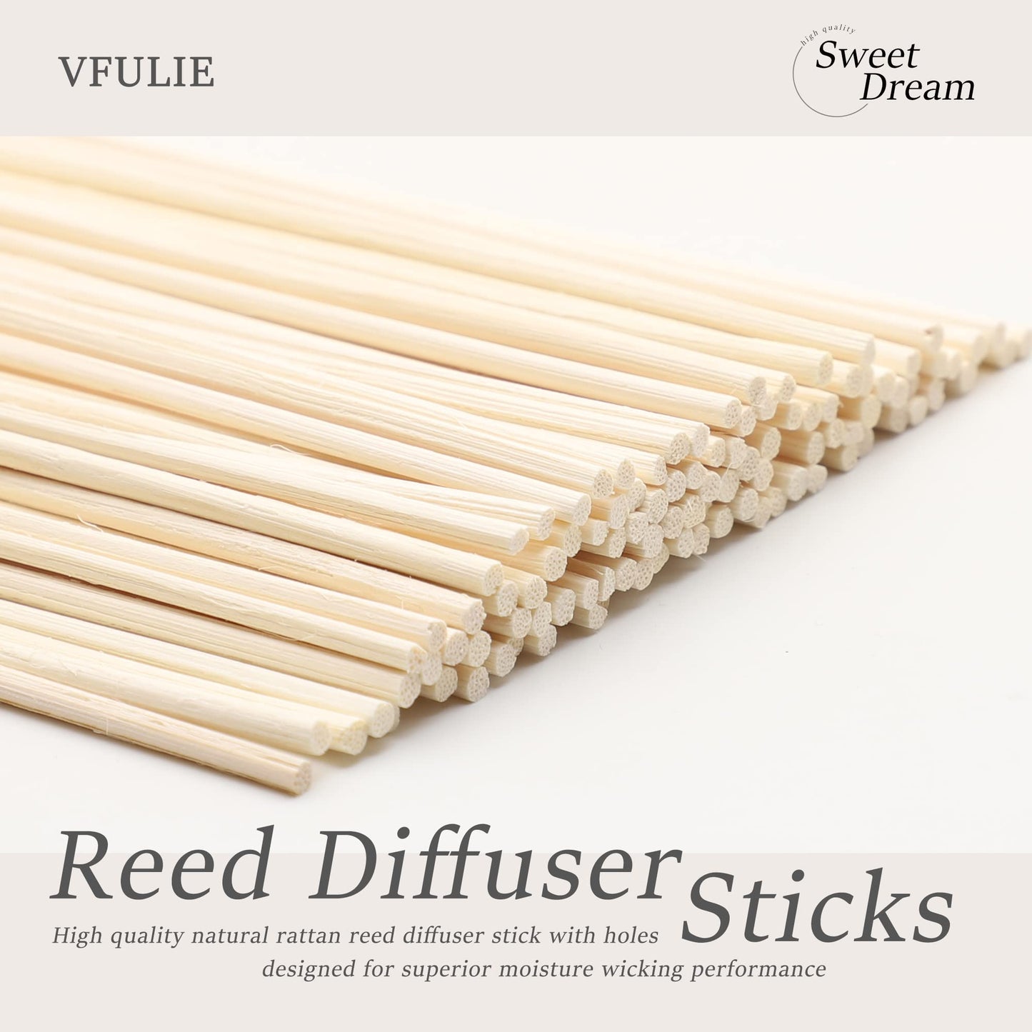 VFULIE 100PCS Reed Diffuser Sticks, 10 Inch Natural Rattan Wood Sticks Essential Oil Aroma Diffuser Sticks Refill Replacement for Aroma Fragrance (Primary Color)