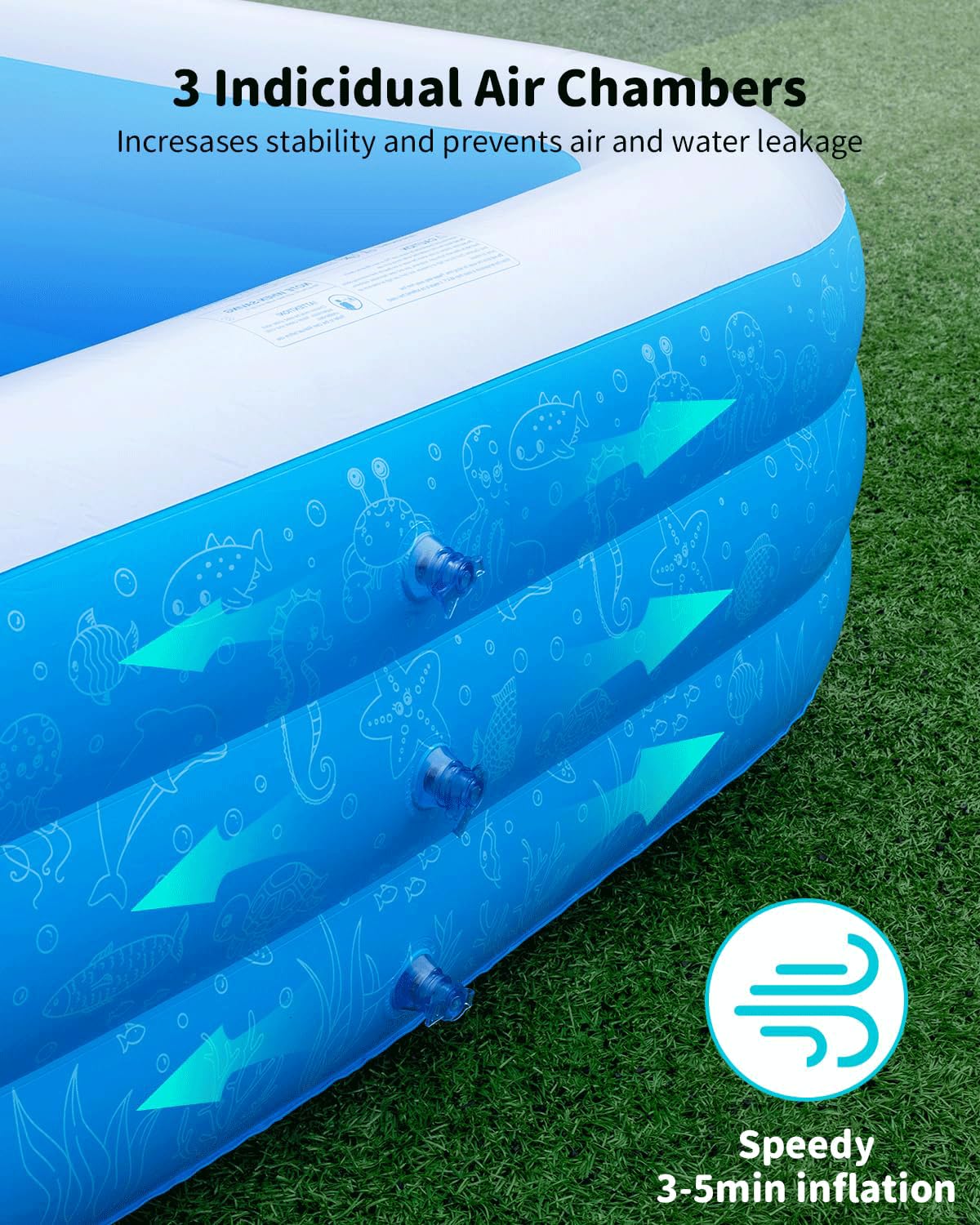 Extra Large Inflatable Swimming Pool with Pump，Lylting 130"x72"x22" Big Outdoor Blow Up Inflatable Pool for Adults, Full Size Family Swimming Pools for Backyard Home Garden Lawn Indoor Outdoor