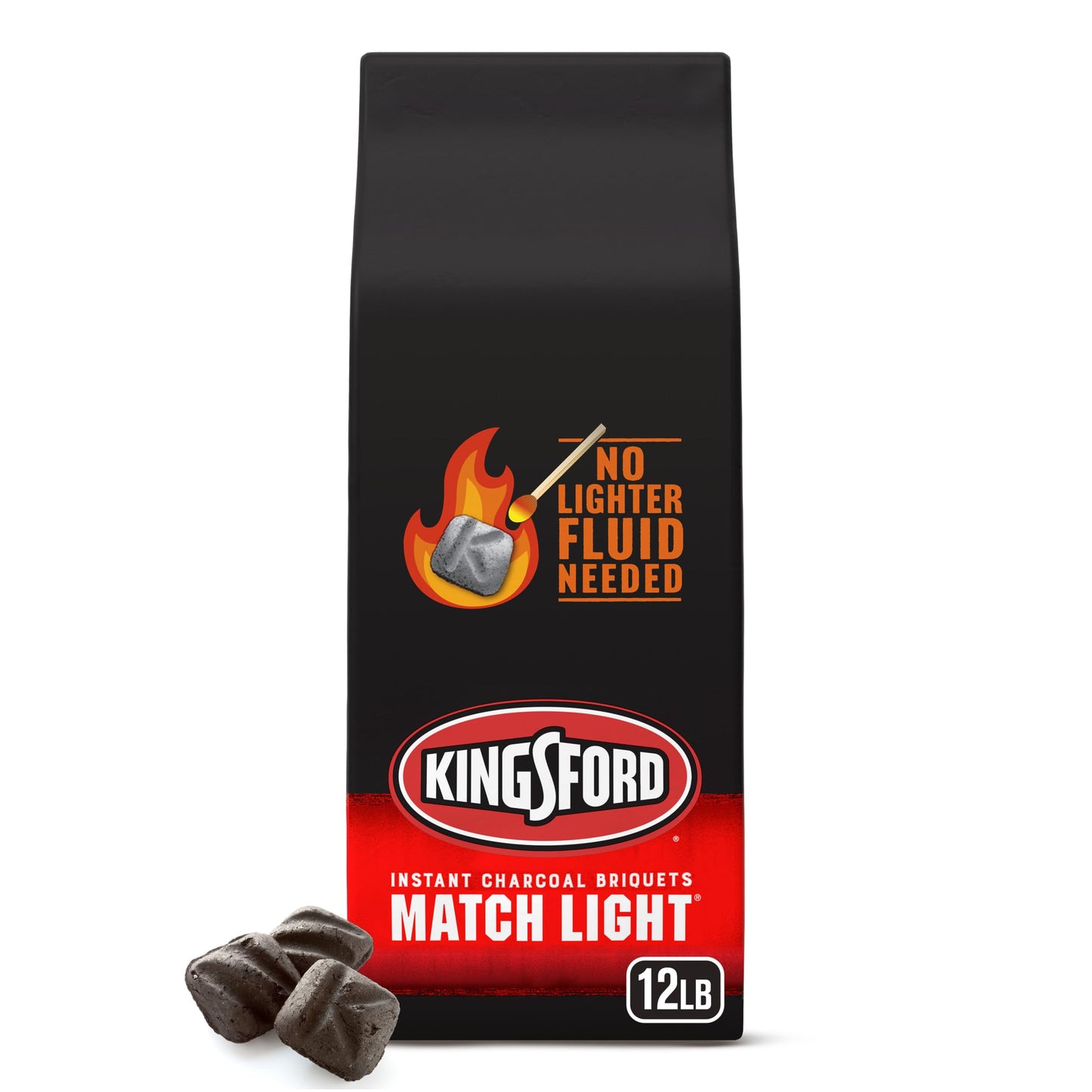 Kingsford Match Light Instant Charcoal Briquettes, BBQ Charcoal for Grilling, Ready in 10 Minutes, No Lighter Fluid or Starter Needed, 12 lbs