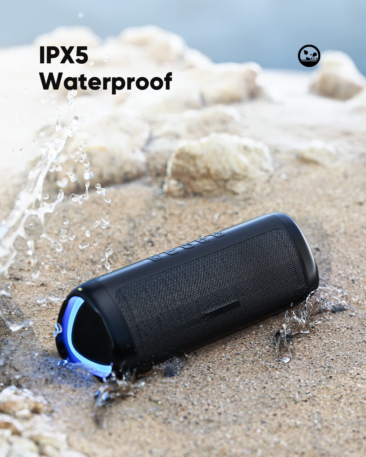 Bluetooth Speaker with HD Sound, Portable Wireless, IPX5 Waterproof, Up to 20H Playtime, TWS Pairing, BT5.3, for Home/Party/Outdoor/Beach, Electronic Gadgets, Birthday Gift (Black)