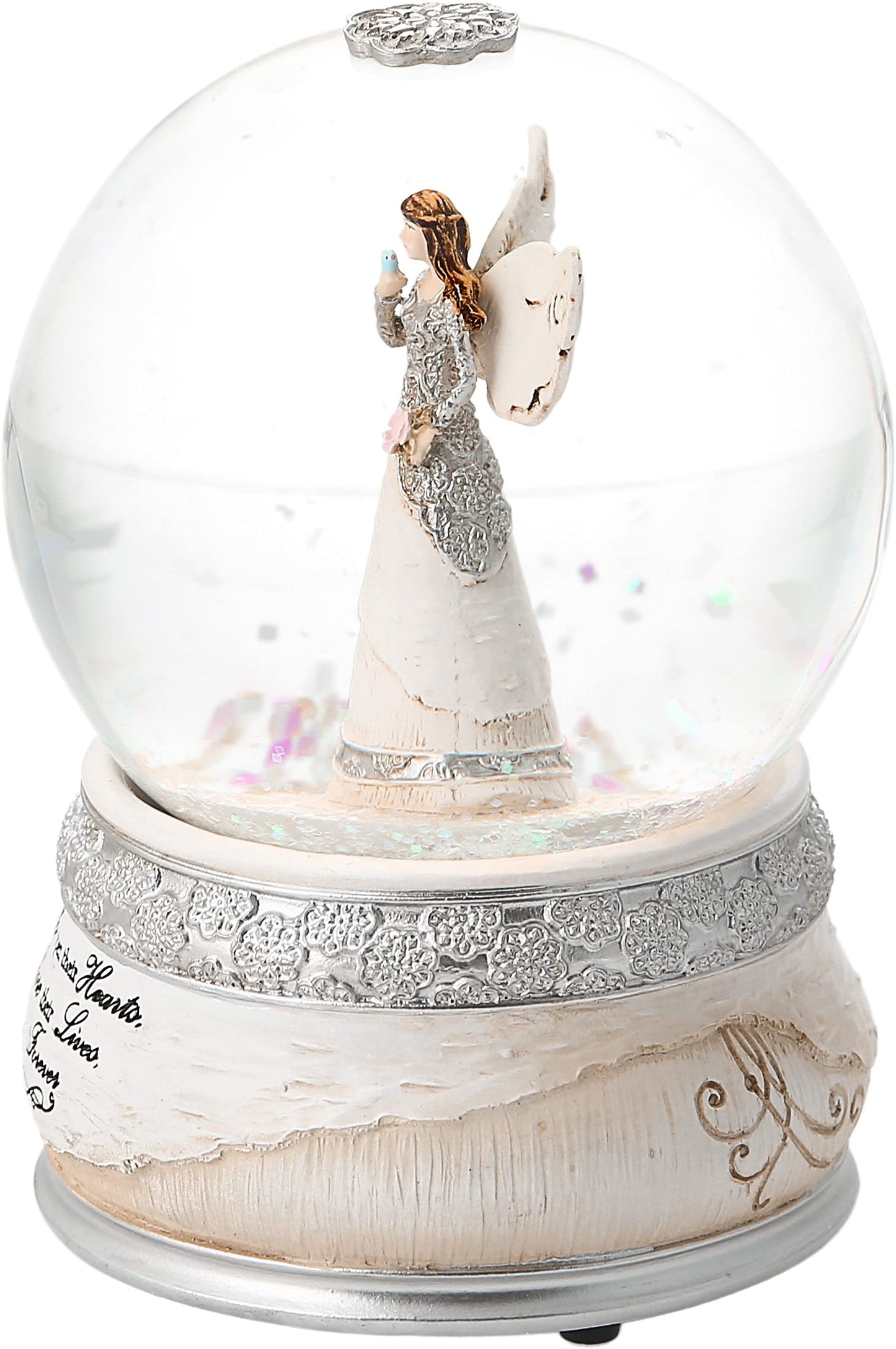 Pavilion Gift Company 82304 Elements Friends Angel Musical Waterglobe, 6-Inch/100mm, Inscription Friends Open Their Hearts Share Their Lives, Care Forever , White