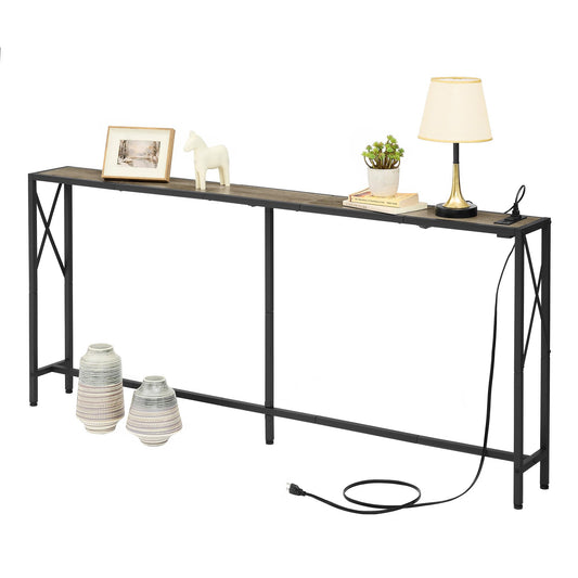 Gewudraw Console Table, 68.5" Narrow Sofa Table, Behind Couch Table, Entryway Table, Industrial Sofa Table for Hallway, Living Room, Bedroom, Long Console Table