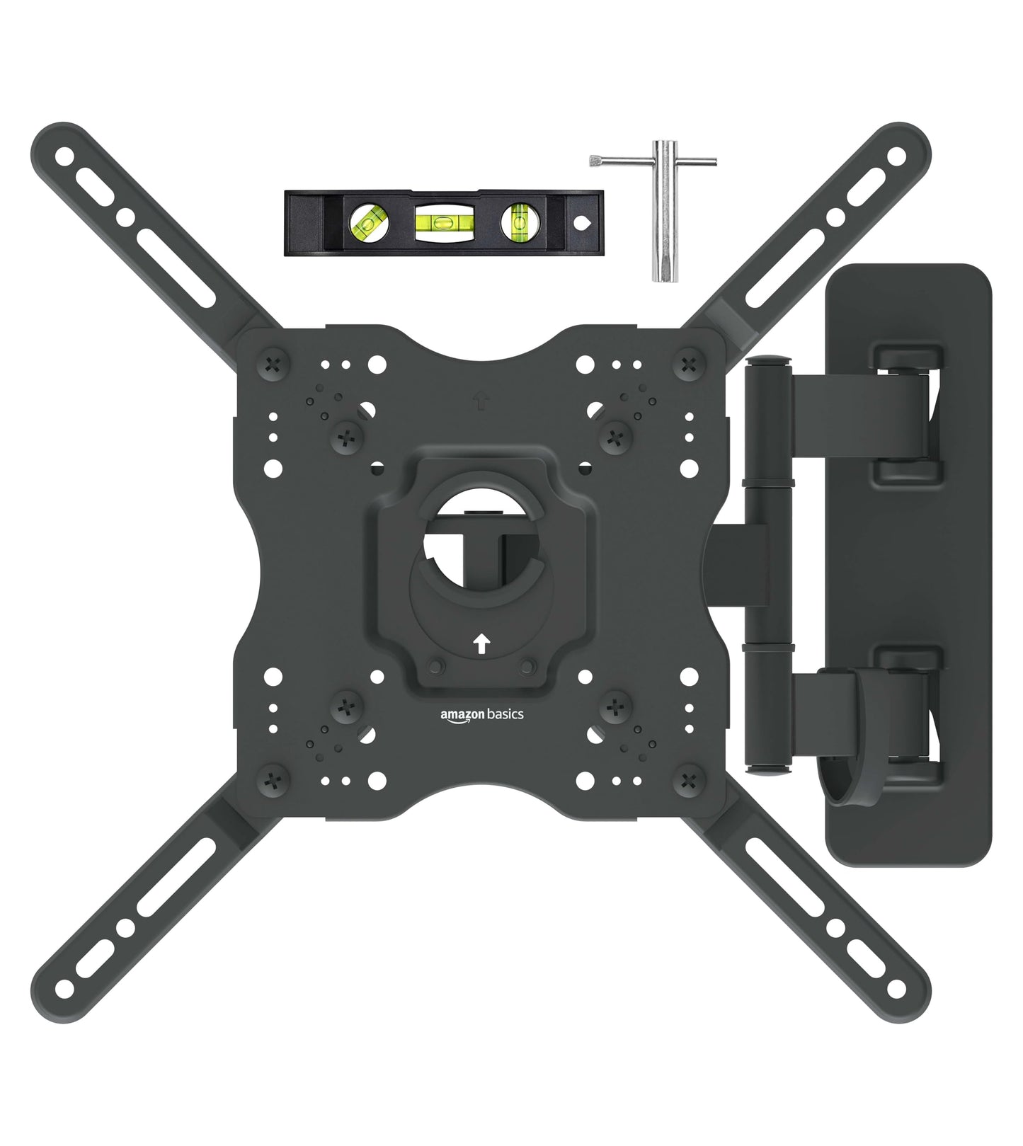 Amazon Basics Full Motion Articulating TV Monitor Wall Mount for 26" to 55" TVs and Flat Panels up to 80 Lbs, Black