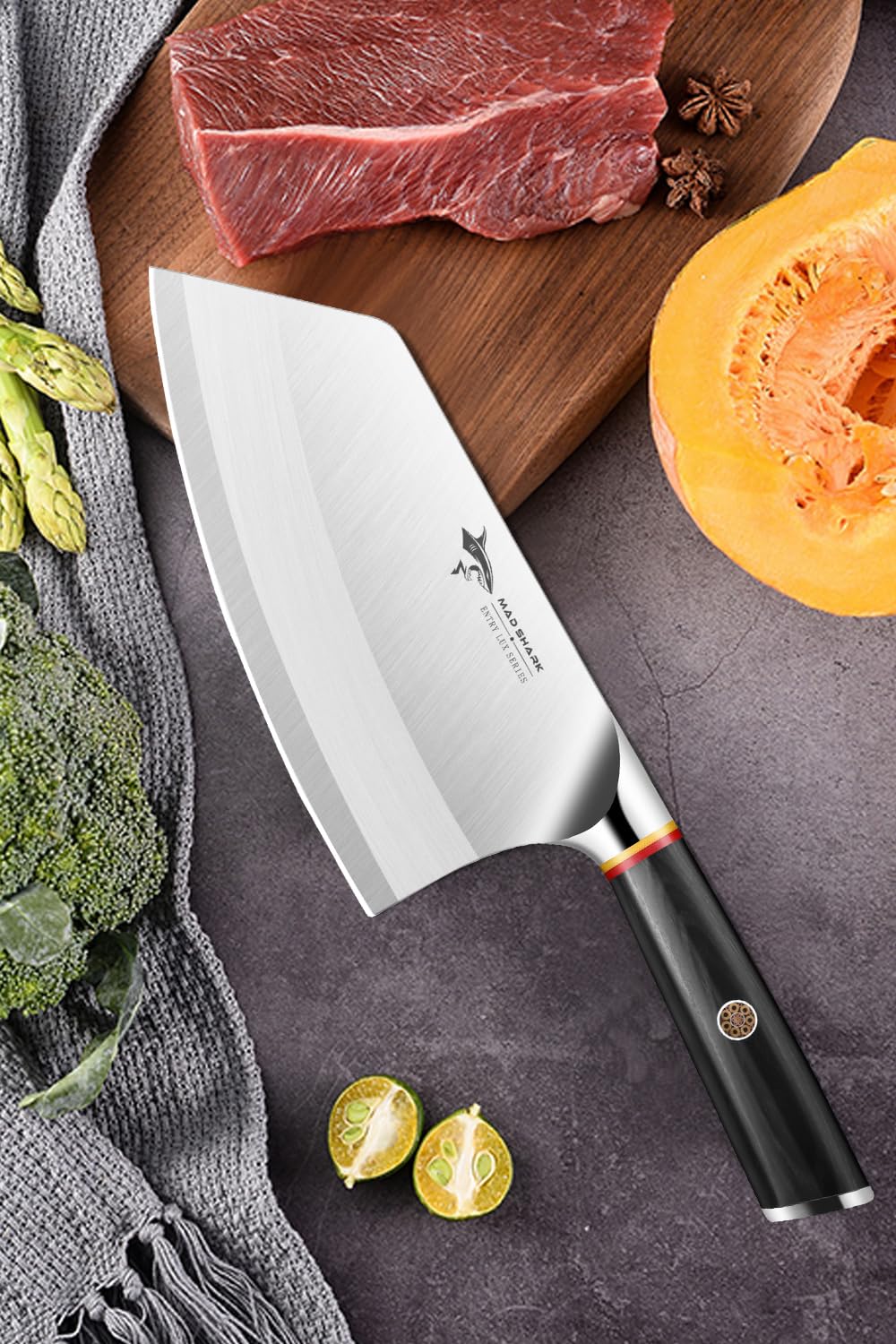 MAD SHARK Cleaver Knife 7 Inch for Vegetable and Boneless Meat, Razor Sharp Chinese Chef Knife