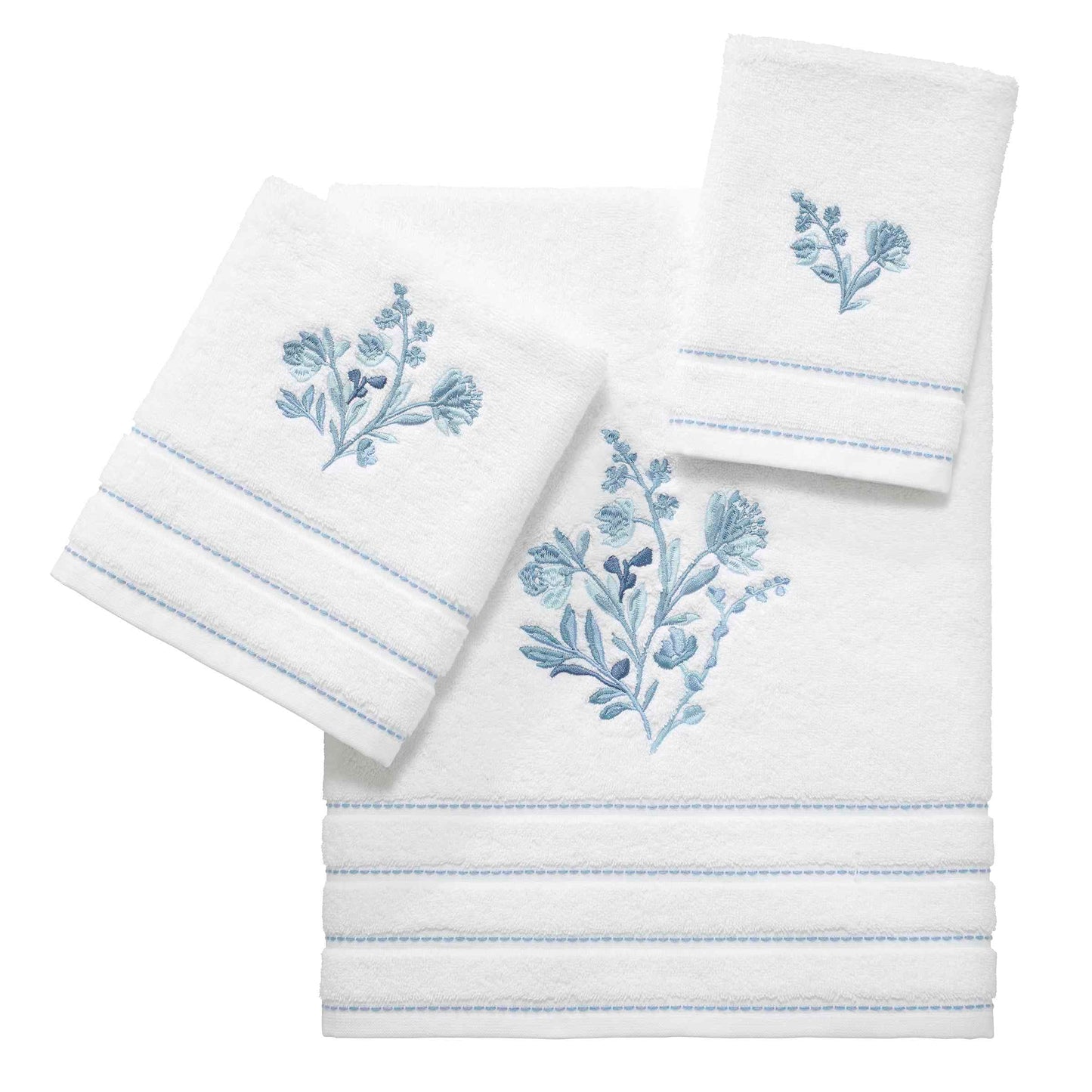 IZOD - Fingertip Towels, Soft & Absorbent Cotton, Floral Bathroom Decor, Dorm Room Essentials, Set of 2 (Mystic Collection, White)