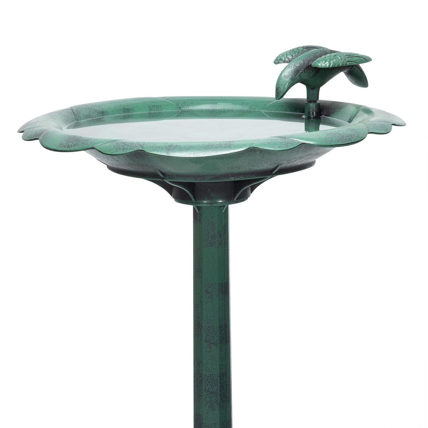 Alpine Corporation 31" Tall Outdoor Antique Flower Birdbath with Bird Decoration Yard Statue