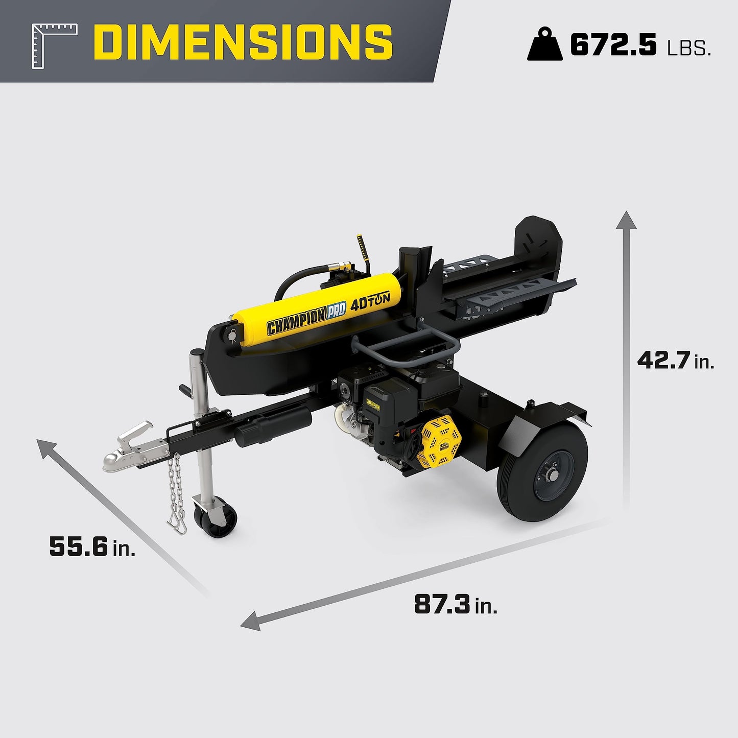 Champion Power Equipment 40-Ton PRO Grade Horizontal/Vertical Full Beam Gas Log Splitter with Auto Return