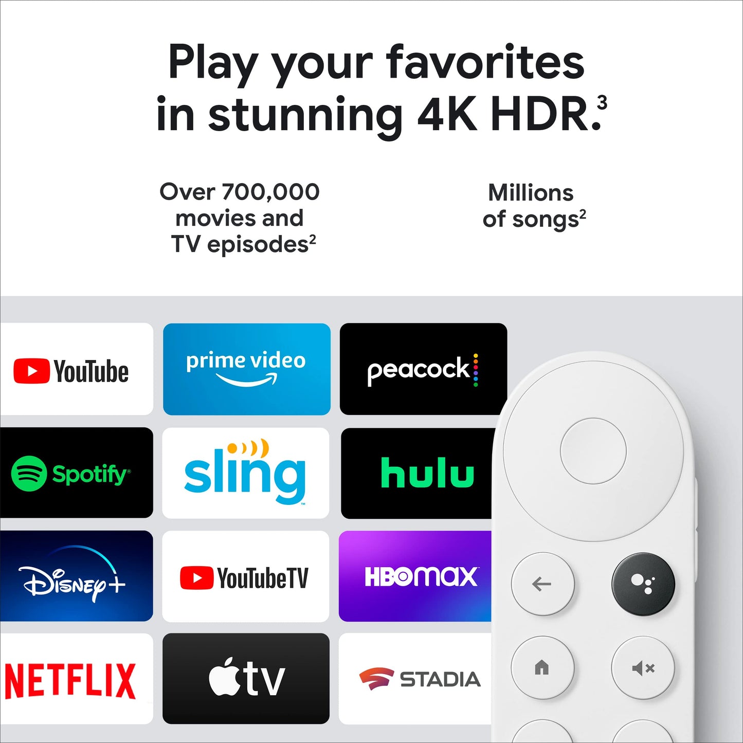 Google Chromecast with Google TV (4K)- Streaming Stick Entertainment with Voice Search - Watch Movies, Shows, and Live TV in 4K HDR - Snow