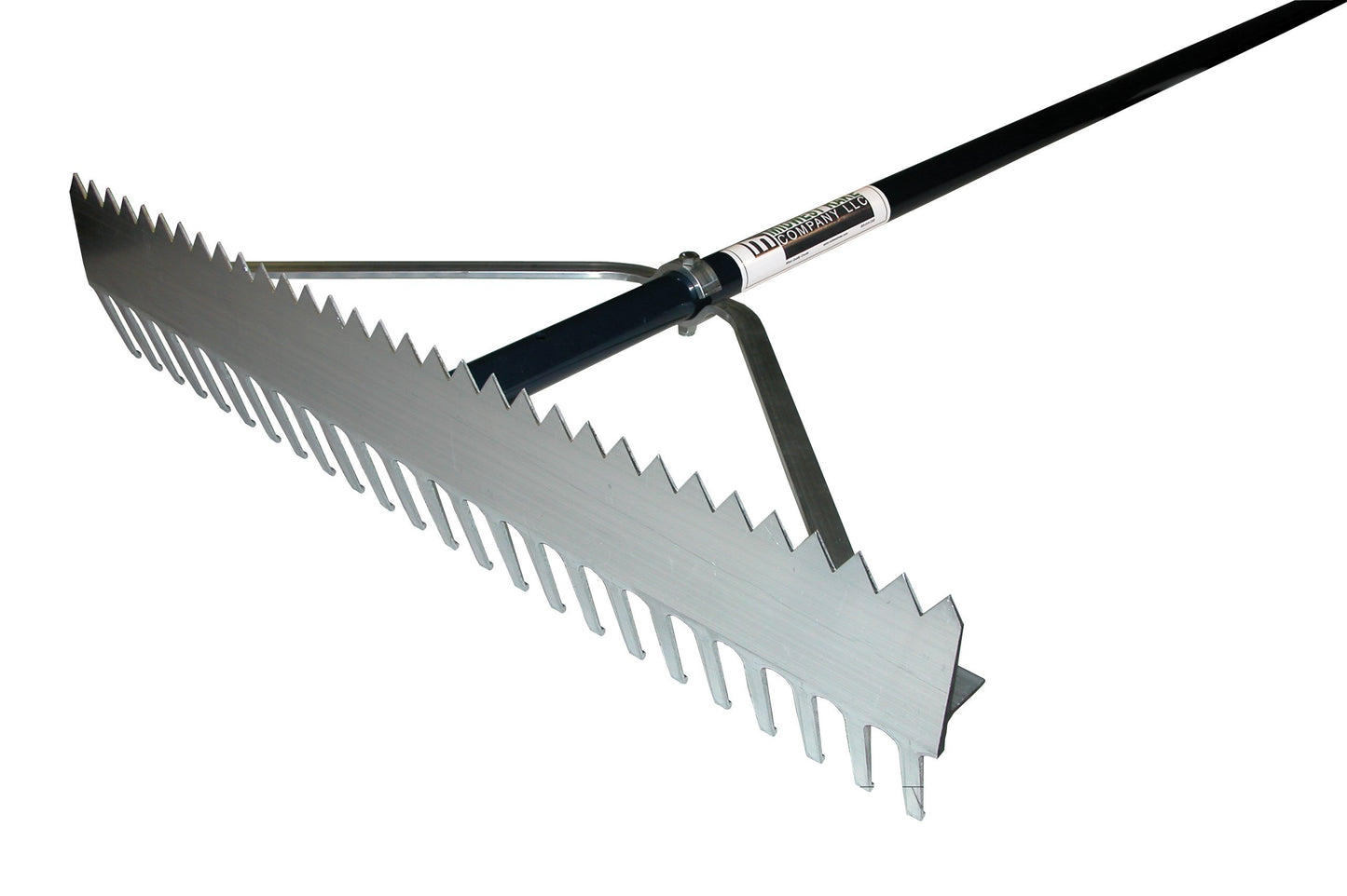 Trigon Sports Double Play Rake with Two Teeth, Ergonomic Heavy Duty Metal Rakes with Lightweight Aluminium Handle, Landscaping Rake for Outdoors, Lawn, Carpet, Shrub, 66" Handle, 36" Wide Rake Head