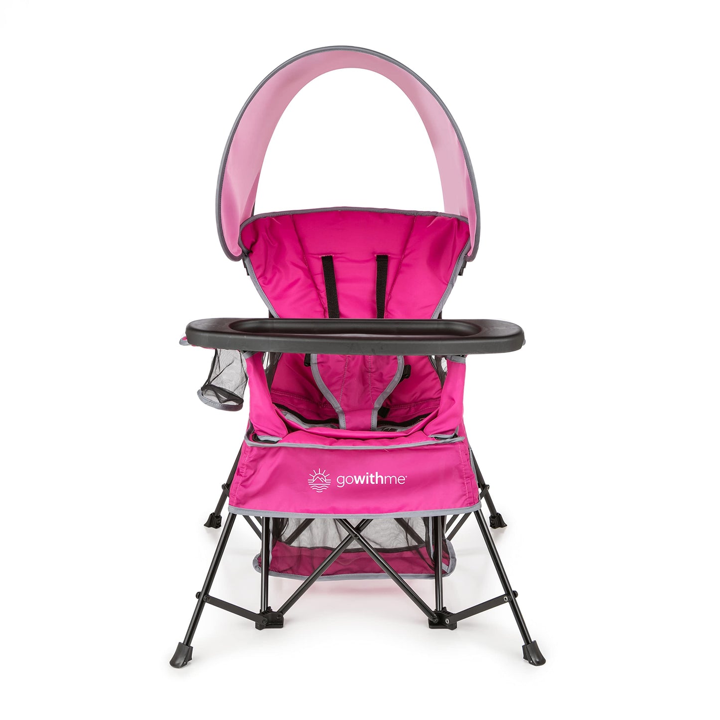 Baby Delight Go with Me Venture Portable Chair Bundle with Canopy, Snack Tray | for Indoor & Outdoor Use | Adjustable Pink & Green Styles | Fits Children up to 8 Years Old