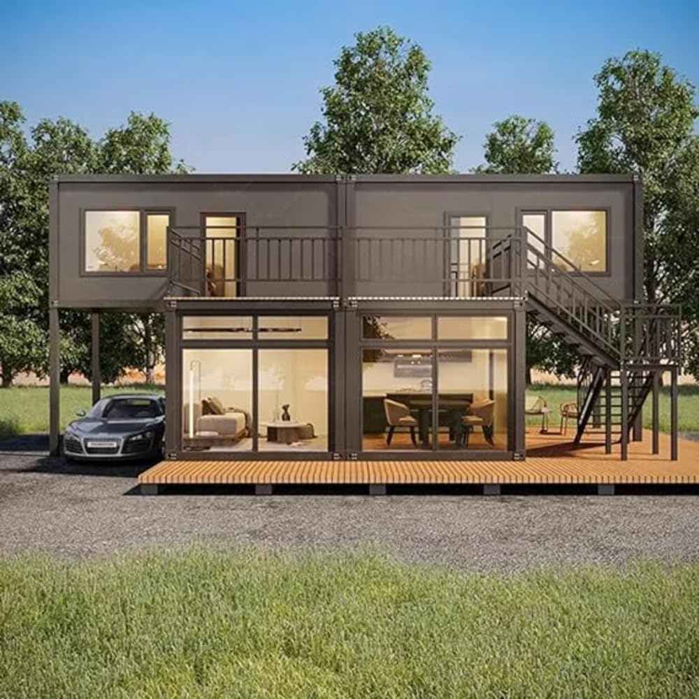 Luxurious 40ft Galvanized Container Mobile House Villa - Customizable 2-3 Bedrooms, Expandable Prefab with Insulation, Shower, Electrical, Plumbing, and Carport Space