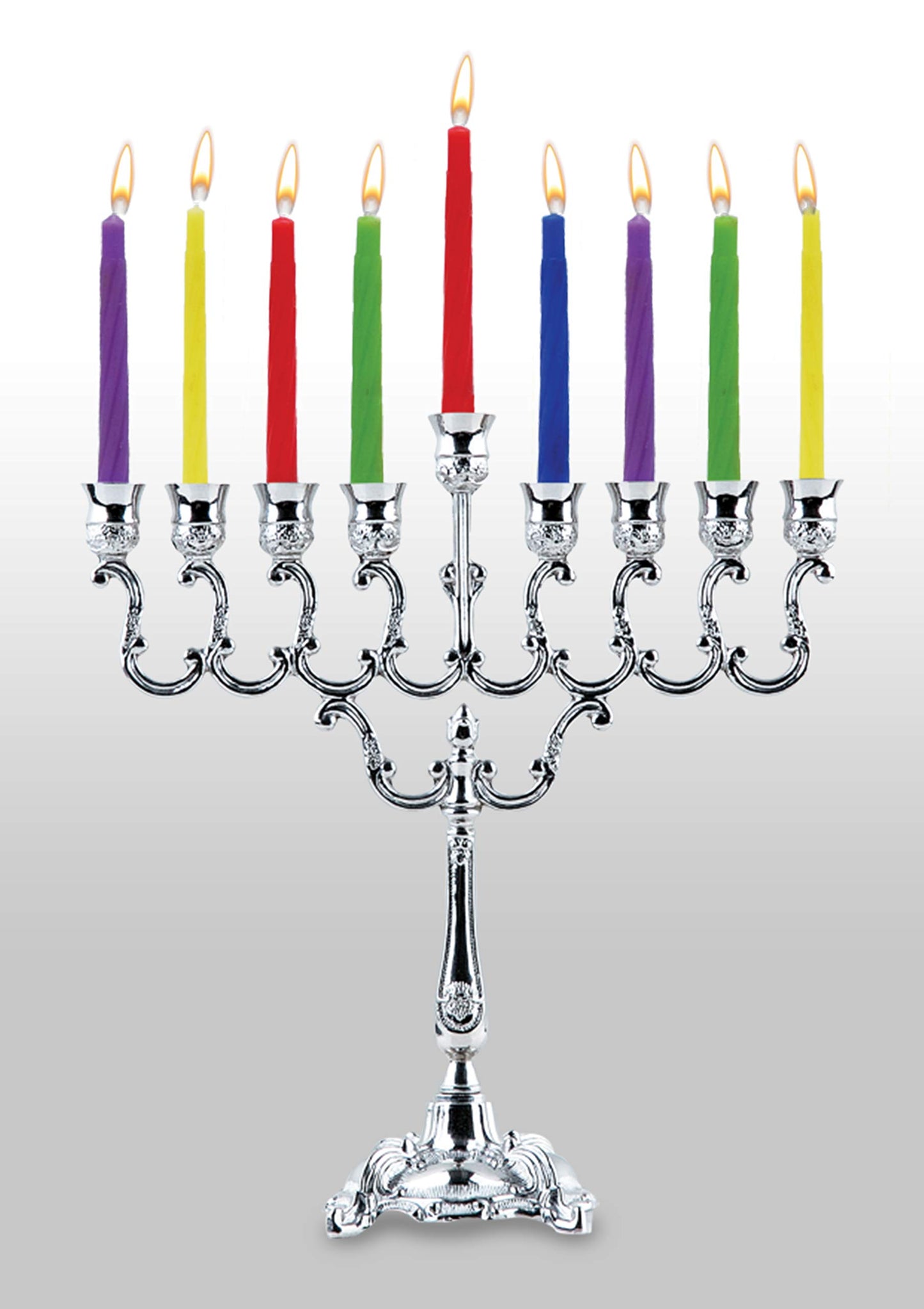 Hanukkah Menorah Complete Set - Menorahs for Chanukah - includes Menorah, Hanukkah Candles, Dreidels, Play Coins, Chanukah Guide