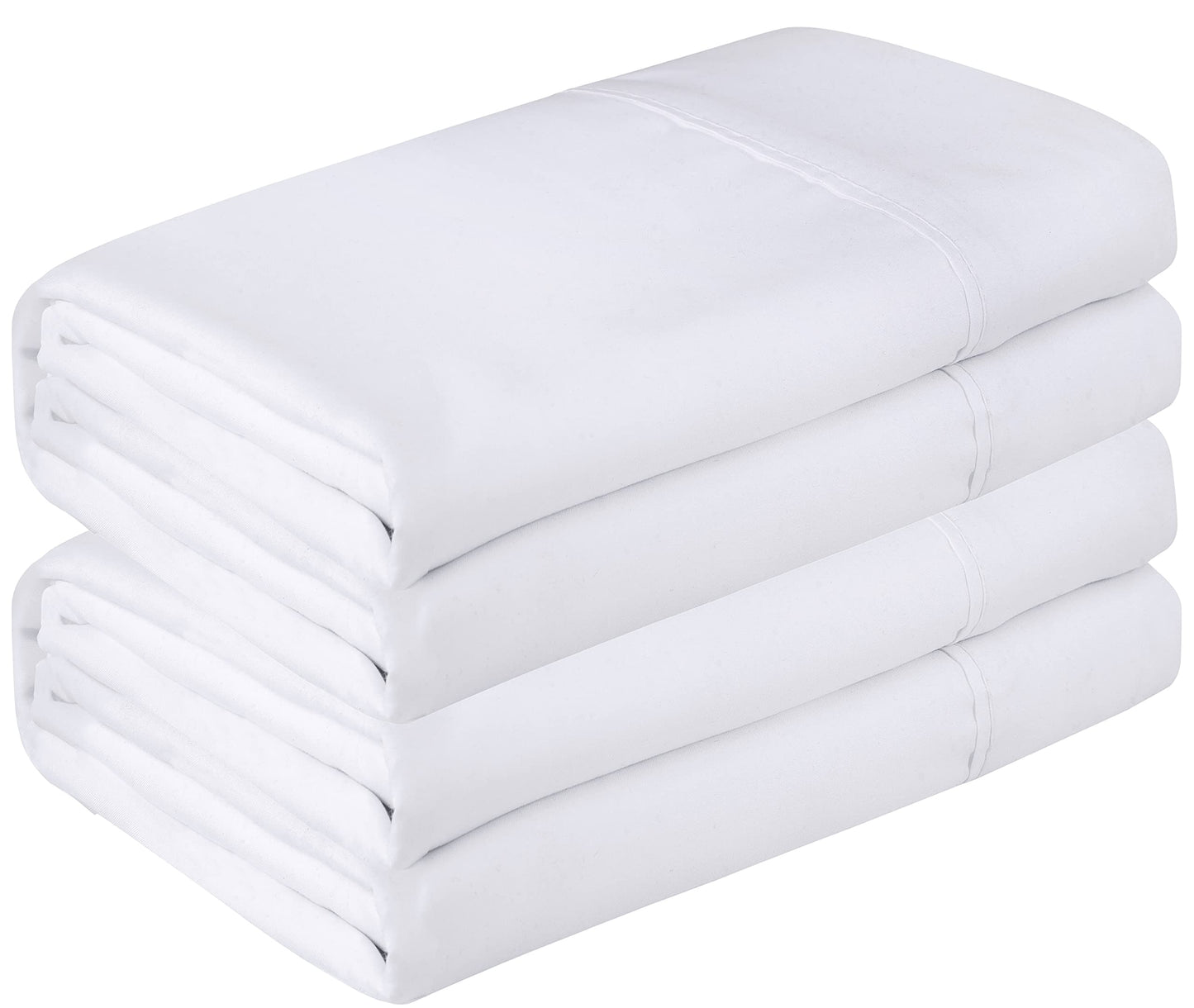 Royale Linen 2 Pack Bulk Flat Sheet Set - Top Sheet - Soft 1800 Microfiber - Wrinkle & Stain Resistant - for Hotel, Massage Table, Hospital, Dorm - King Flat Sheet Sold Separately (King, White)