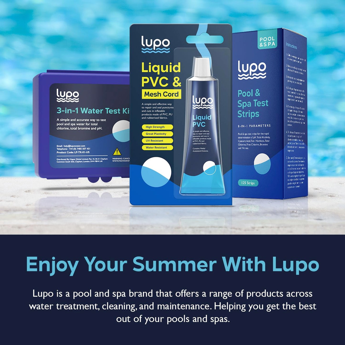 Lupo 5-in-1 Water Test Kit for Swimming Pools & Spas | Water Chemical Test Kit for Total Chlorine, Total Bromine, pH, Acid Demand and Total Alkalinity