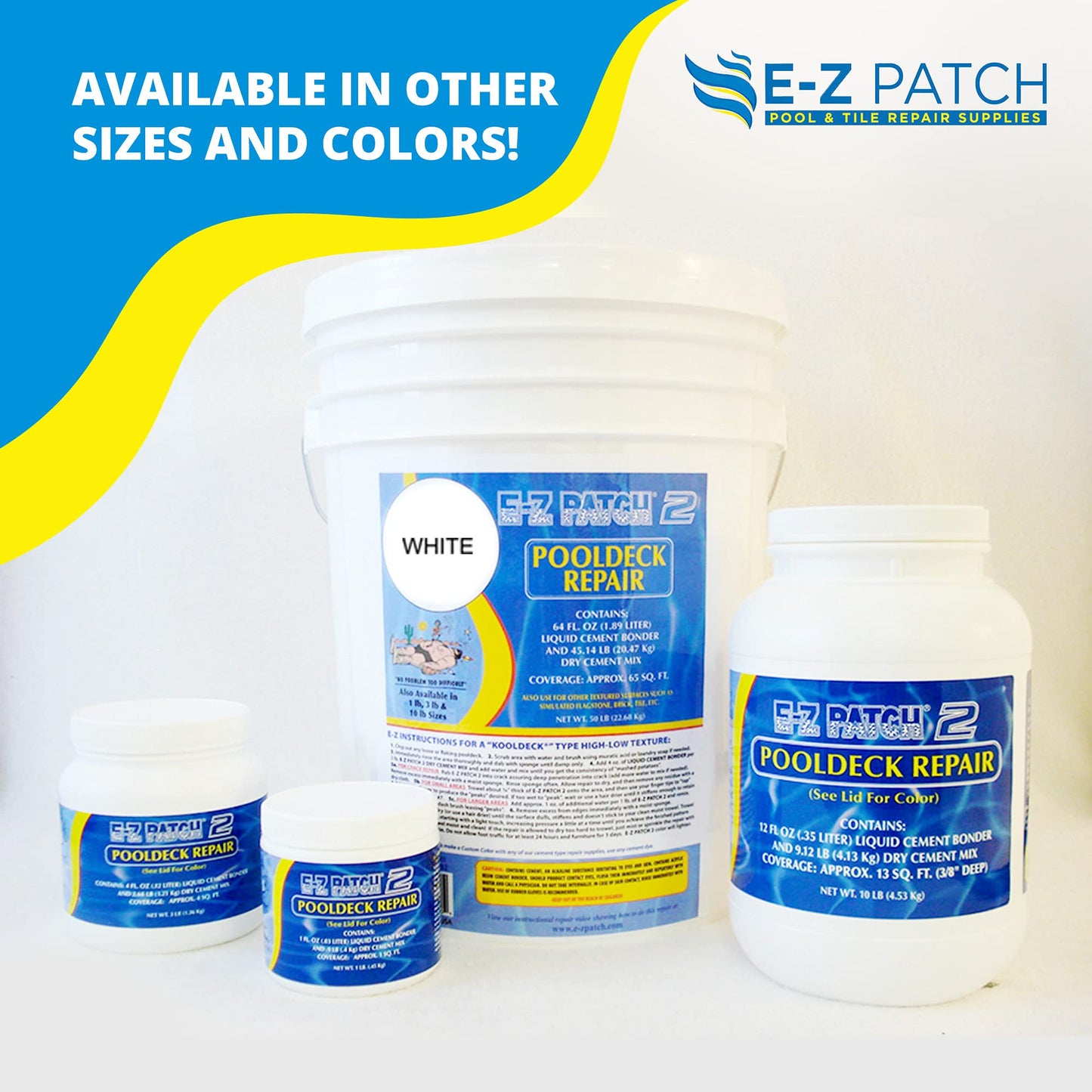 E-Z Patch 2 White Swimming Pool Deck Repair Patch - 3 Pounds