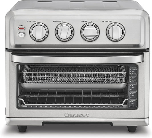 Cuisinart Air Fryer + Convection Toaster Oven, 8-1 Oven with Bake, Grill, Broil & Warm Options, Stainless Steel, TOA-70