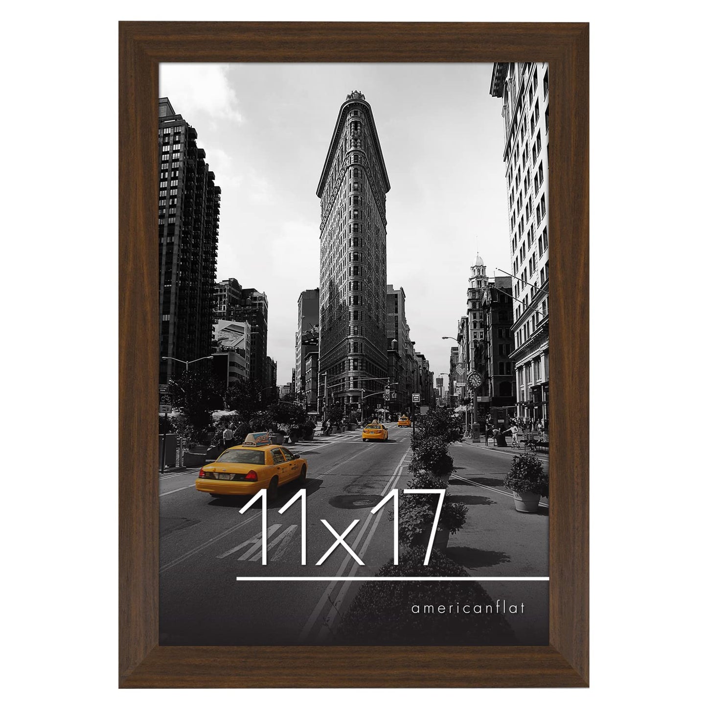 Americanflat 11x17 Picture Frame with Shatter-Resistant Glass - Gallery Style Frame with Engineered Wood - Signature Collection - Photo Frame for Wall Display - Walnut